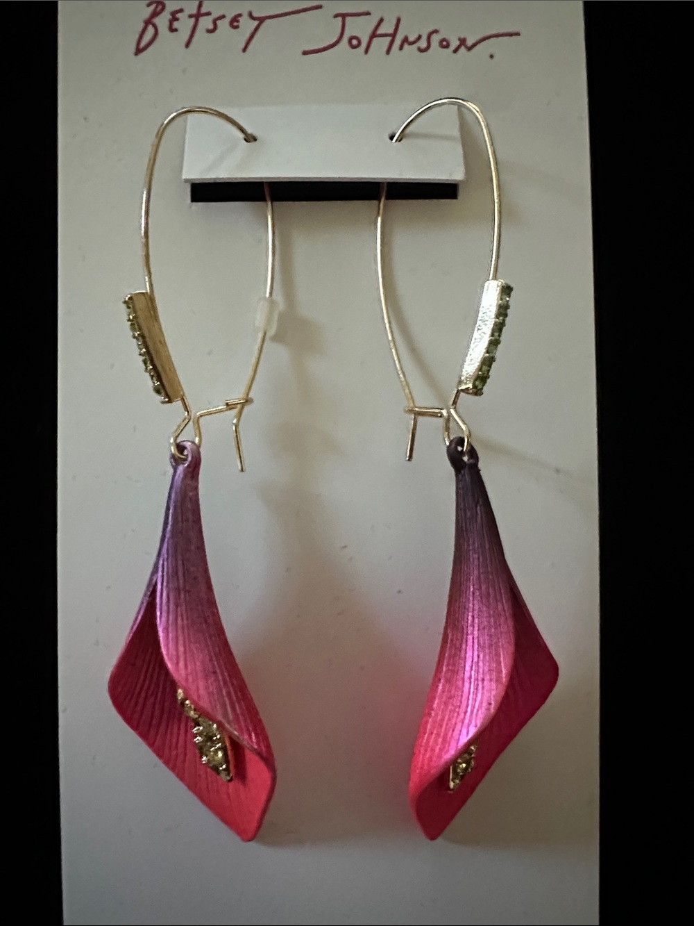 Betsey Johnson Pink to Purple Ombre Petal Drop Earrings